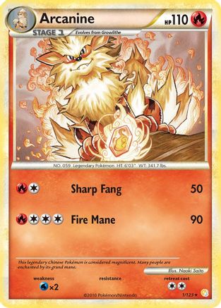 Arcanine 1/123 - HeartGold & SoulSilver Holofoil - Poke-Collect