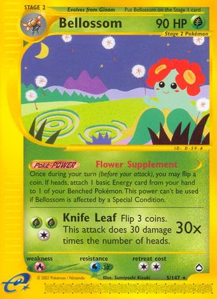 Bellossom 5/147 - Aquapolis Reverse Holofoil - Poke-Collect