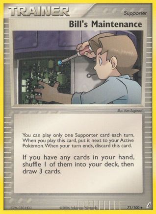 Bill's Maintenance 71/100 - Crystal Guardians Reverse Holofoil - Poke-Collect