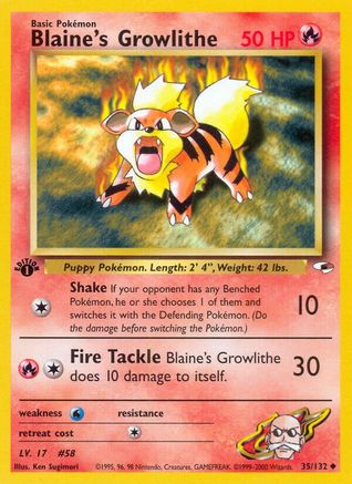 Blaine's Growlithe 35/132 - Gym Heroes 1st Edition - Poke-Collect