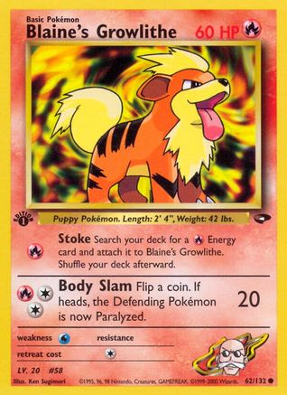 Blaine's Growlithe 62/132 - Gym Challenge 1st Edition - Poke-Collect