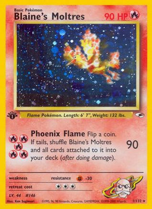 Blaine's Moltres 1/132 - Gym Heroes 1st Edition Holofoil - Poke-Collect