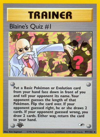 Blaine's Quiz #1 97/132 - Gym Heroes 1st Edition - Poke-Collect