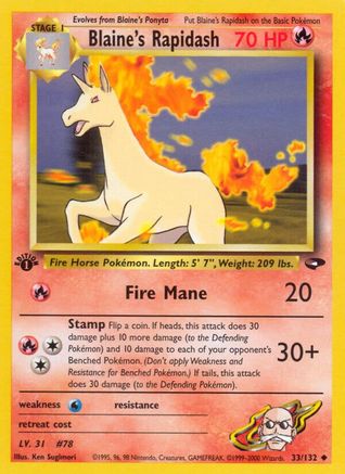 Blaine's Rapidash 33/132 - Gym Challenge Unlimited - Poke-Collect