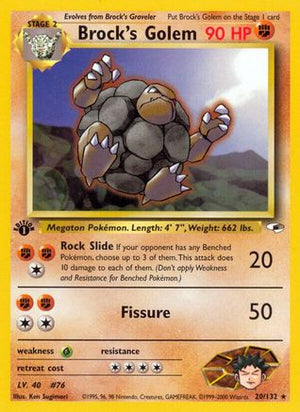 Brock's Golem 20/132 - Gym Heroes 1st Edition