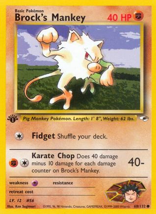 Brock's Mankey (68) 68/132 - Gym Heroes 1st Edition - Poke-Collect