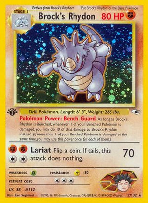 Brock's Rhydon 2/132 - Gym Heroes 1st Edition Holofoil - Poke-Collect