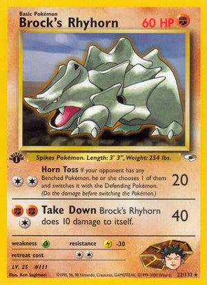 Brock's Rhyhorn (22) 22/132 - Gym Heroes Unlimited - Poke-Collect