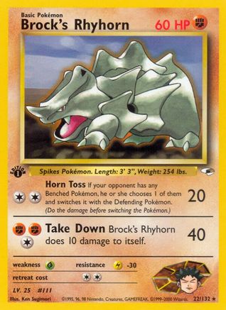 Brock's Rhyhorn 22/132 - Gym Heroes 1st Edition - Poke-Collect