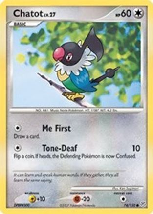 Chatot 74/130 - Diamond and Pearl Reverse Holofoil - Poke-Collect