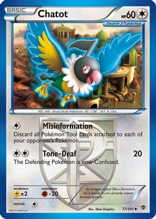 Chatot (Team Plasma) 77/101 - Plasma Blast - Poke-Collect