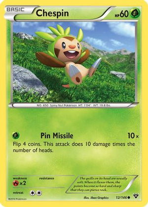 Chespin 12/146 - XY Base Set Reverse Holofoil - Poke-Collect