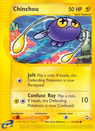 Chinchou 71/147 - Aquapolis Reverse Holofoil - Poke-Collect