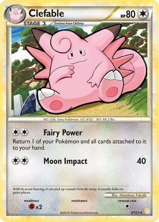 Clefable 3/123 - HeartGold SoulSilver Reverse Holofoil - Poke-Collect