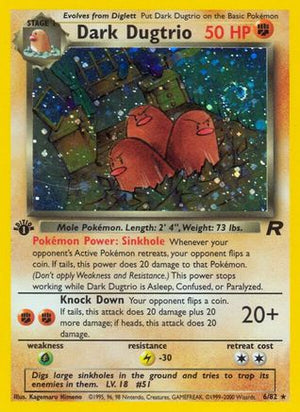 Dark Dugtrio 6/82 - Team Rocket 1st Edition Holofoil - Poke-Collect