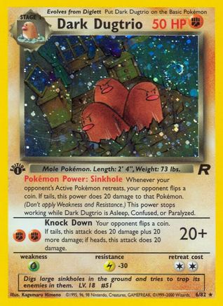 Dark Dugtrio (6) 6/82 - Team Rocket 1st Edition Holofoil - Poke-Collect