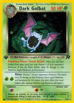 Dark Golbat (7) 7/82 - Team Rocket Unlimited Holofoil - Poke-Collect