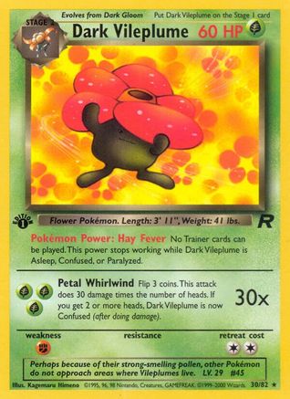 Dark Vileplume 30/82 - Team Rocket 1st Edition - Poke-Collect