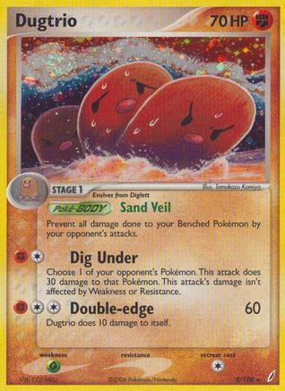 Dugtrio 5/100 - Crystal Guardians Reverse Holofoil - Poke-Collect