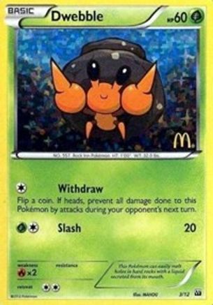 Dwebble - 3/12 3/12 - McDonalds Promos 2012 Holofoil - Poke-Collect