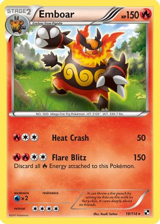 Emboar (19) 19/114 - Black and White Reverse Holofoil - Poke-Collect