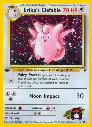Erika's Clefable 3/132 - Gym Heroes 1st Edition Holofoil - Poke-Collect