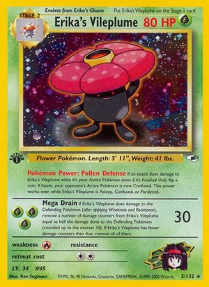 Erika's Vileplume 5/132 - Gym Heroes 1st Edition Holofoil - Poke-Collect