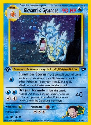 Giovanni's Gyarados 5/132 - Gym Challenge 1st Edition Holofoil - Poke-Collect