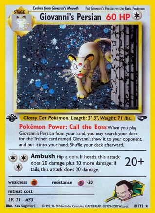 Giovanni's Persian 8/132 - Gym Challenge Unlimited Holofoil - Poke-Collect
