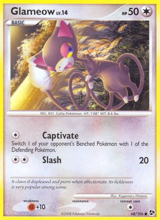 Glameow 68/106 - Great Encounters Reverse Holofoil - Poke-Collect