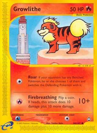Growlithe 80/147 - Aquapolis Reverse Holofoil - Poke-Collect