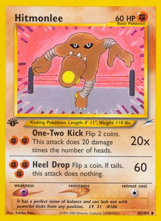 Hitmonlee 42/105 - Neo Destiny 1st Edition - Poke-Collect