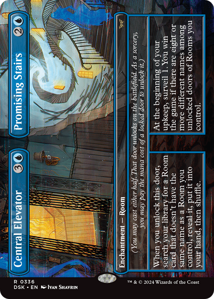 Central Elevator // Promising Stairs (DSK-336) - Duskmourn: House of Horror (Borderless) Foil - Poke-Collect