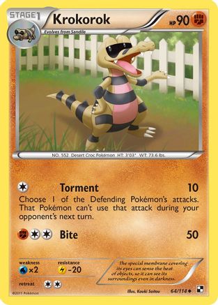 Krokorok 64/114 - Black and White Reverse Holofoil - Poke-Collect