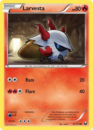 Larvesta 20/108 - Dark Explorers Reverse Holofoil - Poke-Collect