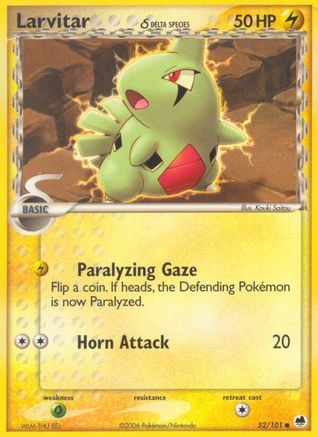 Larvitar (Delta Species) 52/101 - Dragon Frontiers Reverse Holofoil - Poke-Collect