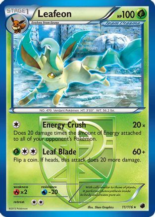 Leafeon 11/116 - Plasma Freeze Reverse Holofoil - Poke-Collect