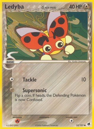 Ledyba (Delta Species) 53/101 - Dragon Frontiers Reverse Holofoil - Poke-Collect
