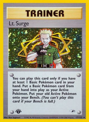 Lt. Surge (17) 17/132 - Gym Heroes 1st Edition Holofoil