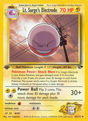 Lt. Surge's Electrode 52/132 - Gym Challenge 1st Edition - Poke-Collect
