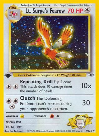 Lt. Surge's Fearow 7/132 - Gym Heroes Unlimited Holofoil - Poke-Collect