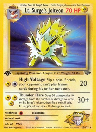 Lt. Surge's Jolteon 28/132 - Gym Challenge 1st Edition - Poke-Collect