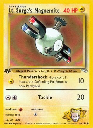 Lt. Surge's Magnemite (80) 80/132 - Gym Heroes 1st Edition - Poke-Collect