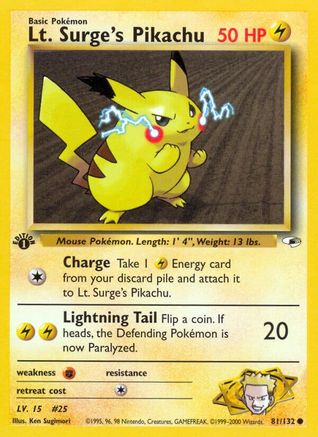 Lt. Surge's Pikachu 81/132 - Gym Heroes 1st Edition - Poke-Collect
