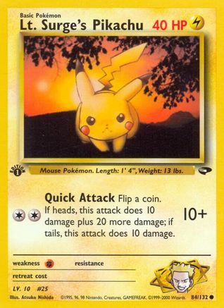 Lt. Surge's Pikachu 84/132 - Gym Challenge 1st Edition - Poke-Collect