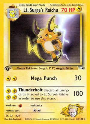 Lt. Surge's Raichu 28/132 - Gym Heroes 1st Edition - Poke-Collect