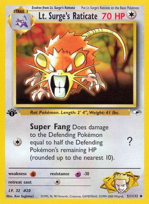 Lt. Surge's Raticate 51/132 - Gym Heroes 1st Edition - Poke-Collect