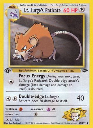 Lt. Surge's Raticate 53/132 - Gym Challenge 1st Edition - Poke-Collect