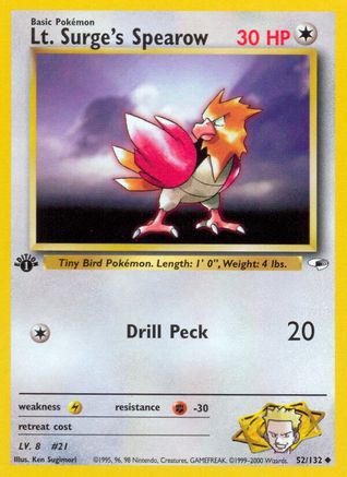 Lt. Surge's Spearow (52) 52/132 - Gym Heroes Unlimited - Poke-Collect