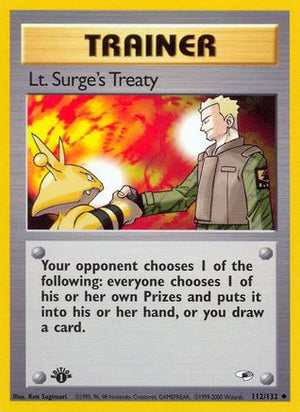 Lt. Surge's Treaty 112/132 - Gym Heroes 1st Edition - Poke-Collect